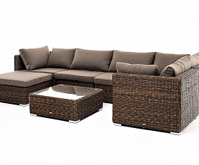 Лунго трансформирующаяся лаунж-зона из искусственного ротанга (гиацинт), цвет коричневый