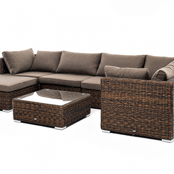 Лунго трансформирующаяся лаунж-зона из искусственного ротанга (гиацинт), цвет коричневый фото 5