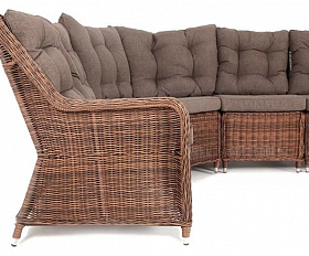 Диван модульный Бергамо 4SIS из искусственного ротанга, цвет коричневый
