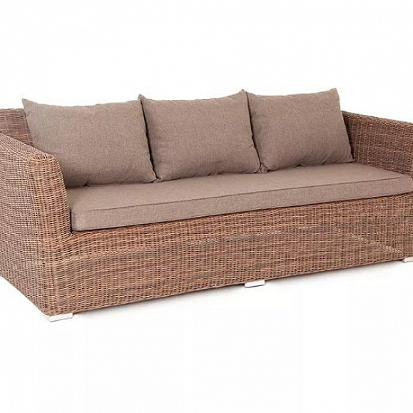 Диван трехместный Капучино 4SIS из искусственного ротанга, цвет коричневый фото 2
