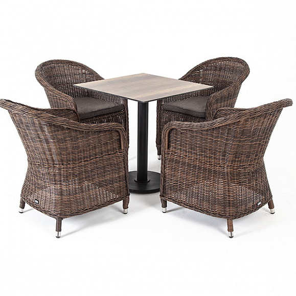 Каффе обеденная группа на 4 персоны, стулья коричневые фото 1