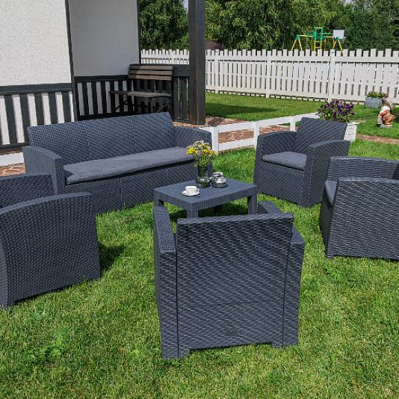 Обеденный комплект Lana XL Royal Family из пластика, цвет графит фото 4