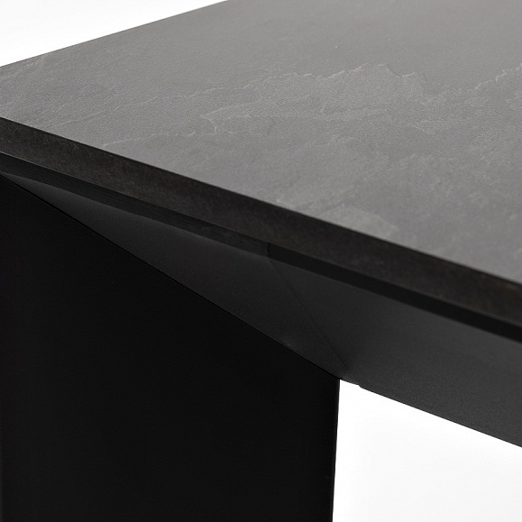 Венето обеденный стол из HPL 90х90см, цвет серый гранит, каркас черный фото 5