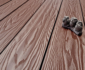 Террасная доска Террапол Смарт 3D Полнотелая без паза 3000 или 2000х130х24 мм, цвет Орех Милано