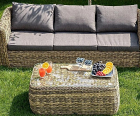 Журнальный столик Кальяри 4SIS из искусственного ротанга (гиацинт), цвет соломенный