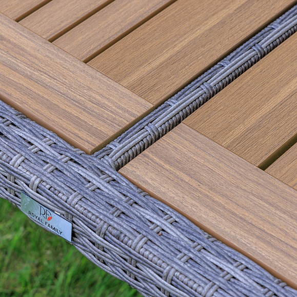 Обеденный стол Amelia Royal Family из искусственного ротанга 150 см, цвет серый фото 3