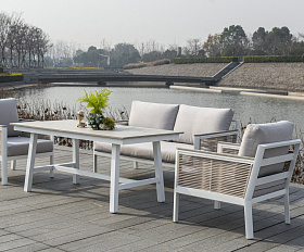 Сан Ремо стол обеденный из ДПК, каркас алюминиевый