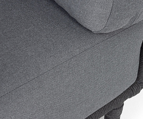 Верона правый-угол модуль плетеный из роупа, каркас алюминий темно-серый (RAL7024) муар, роуп темно-серый круглый, ткань темно-серая 027, L220х89