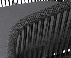 Марсель стул барный плетеный из роупа, каркас из стали темно-серый (RAL7024) муар, роуп темно-серый круглый, ткань темно-серая 027 NEW