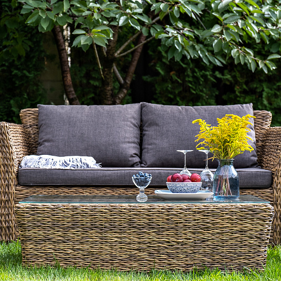 Капучино Сингл лаунж-зона из искусственного ротанга (гиацинт), цвет соломенный фото 4