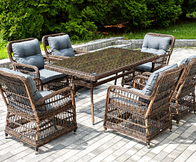 Обеденная Цесена 4SIS группа плетеная из искусственного ротанга, цвет коричневый