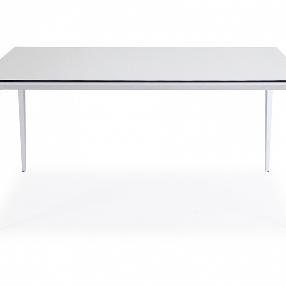Малага обеденный стол из HPL 140х80см, цвет молочный, каркас белый фото 2