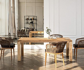 Обеденная группа Мадейра 4SIS из роупа (веревки) на 6 персон, цвет коричневый