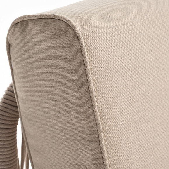 Канны левый модуль плетеный из роупа, каркас алюминий белый муар, роуп бежевый круглый, ткань бежевая 15052 фото 5