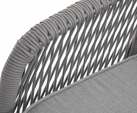 Канны правый модуль плетеный из роупа, каркас алюминий белый муар, роуп светло-серый круглый, ткань светло-серая