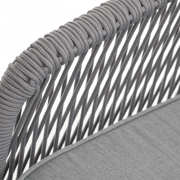 Канны правый модуль плетеный из роупа, каркас алюминий белый муар, роуп светло-серый круглый, ткань светло-серая фото 6