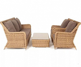 Лаунж-зона Гляссе 4SIS из искусственного ротанга, цвет соломенный