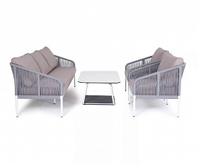 Плетеная лаунж-зона Канны 4SIS из роупа (веревки), цвет светло-серый