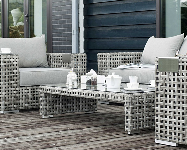 Лаунж-Зона Тито 4SIS из искусственного ротанга, цвет серый