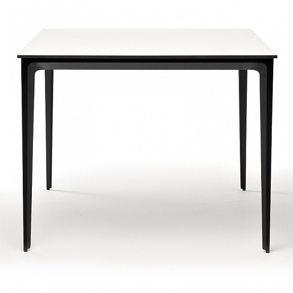 Малага обеденный стол из HPL 90х90см, цвет молочный, каркас черный фото 2