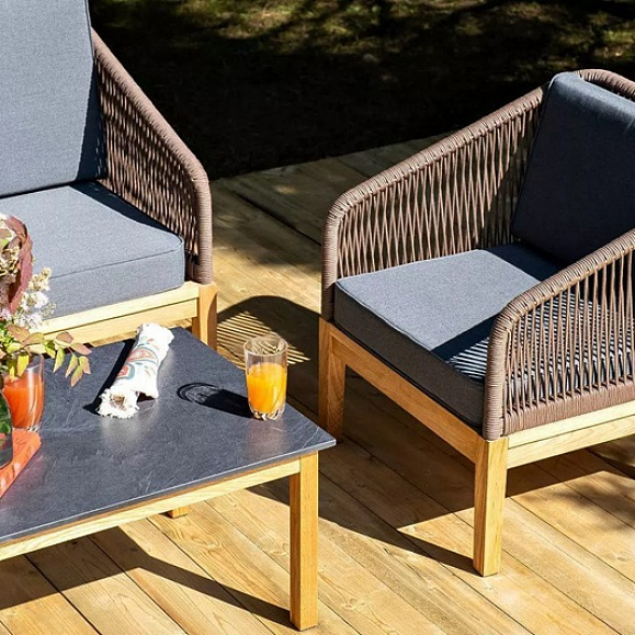 Лаунж-зона 4-местная Канны 4SIS из роупа (веревки), основание дуб, цвет коричневый фото 9