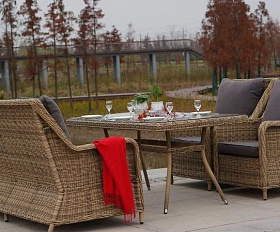 Плетеное кресло Гляссе 4SIS из искусственного ротанга, цвет соломенный