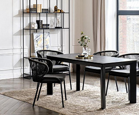 Обеденная группа Венето 4SIS на 4 персоны со стульями "Милан", каркас темно-серый, роуп темно-серый