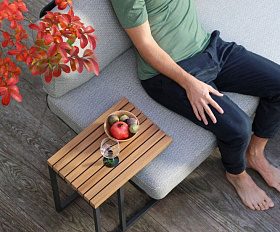 Кофейный стол Amal Brafritid маленький, антрацит/натуральный, алюминий/тик