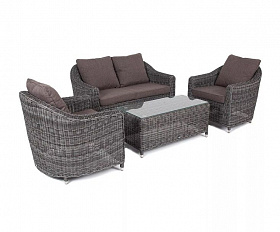 Лаунж-зона Кон Панна 4SIS из искусственного ротанга, цвет графит