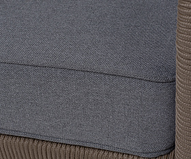 Канны диван 3-местный плетеный из роупа, каркас алюминий темно-серый (RAL7024) шагрень, роуп темно-серый круглый, ткань темно-серая 019