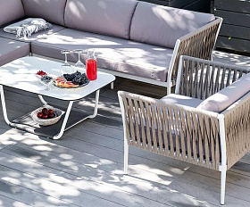 Лаунж-зона модульная Касабланка 4SIS из роупа (веревки), цвет серо-коричневый