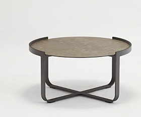 Кофейный столик Boden Brafritid антрацит/коричневый, алюминий/закаленное стекло с керамической печатью