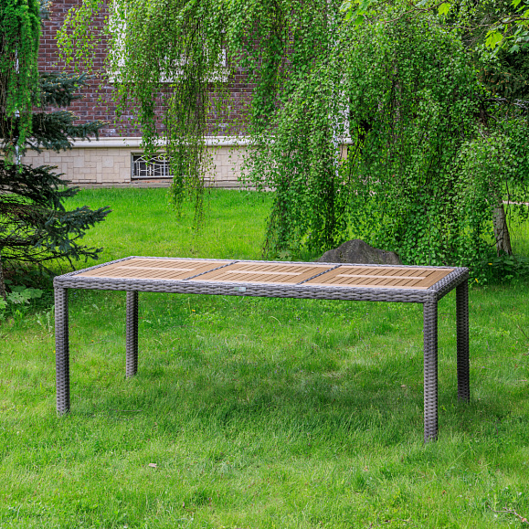 Обеденный стол Amelia Royal Family из искусственного ротанга 200 см, цвет серый фото 4