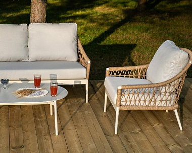 Лаунж-Зона Венеция 4SIS из искусственного ротанга, цвет соломенный