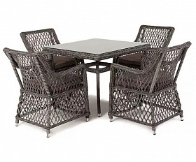 Плетеная обеденная группа Айриш 4SIS из искусственного ротанга, цвет графит
