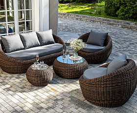 Лаунж-Зона Барселона 4SIS из искусственного ротанга, цвет коричневый