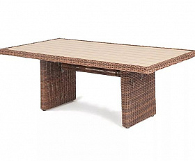 Плетеный обеденный стол Бергамо 4SIS из искусственного ротанга, цвет коричневый
