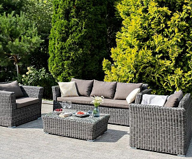 Лаунж-зона Капучино 4SIS из искусственного ротанга, цвет графит