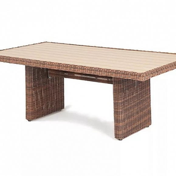 Плетеный обеденный стол Бергамо 4SIS из искусственного ротанга, цвет коричневый фото 1