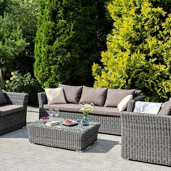 Лаунж-зона Капучино 4SIS из искусственного ротанга, цвет графит фото 1