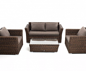Лаунж-зона Капучино Сингл 4SIS из искусственного ротанга (гиацинт), цвет коричневый
