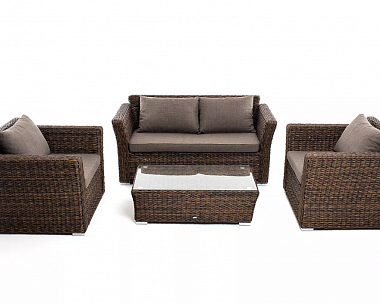 Лаунж-зона Капучино Сингл 4SIS из искусственного ротанга (гиацинт), цвет коричневый