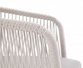 Марсель стул плетеный из роупа, каркас алюминий светло-серый (RAL7035) муар, роуп бежевый круглый, ткань бежевая 15052