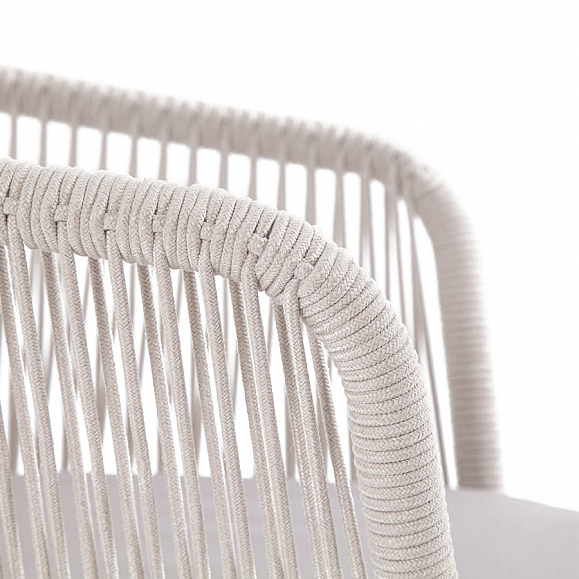 Марсель стул плетеный из роупа, каркас алюминий светло-серый (RAL7035) муар, роуп бежевый круглый, ткань бежевая 15052 фото 4