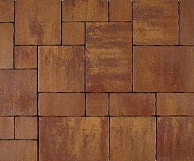 Тротуарная плитка 342 механический завод Вилла 80 мм, микс желто-красно-коричневый