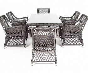 Плетеная обеденная группа Латте-160 L 4SIS из искусственного ротанга, цвет графит