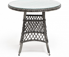 Эспрессо плетеный круглый стол, диаметр 80 см, цвет графит