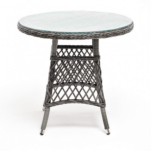 Эспрессо плетеный круглый стол, диаметр 80 см, цвет графит фото 2