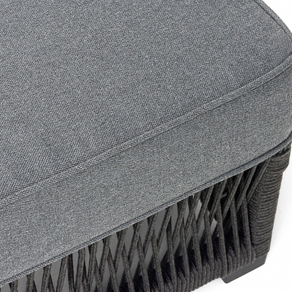 Ривьера шезлонг плетеный из роупа, каркас алюминий темно-серый (RAL7024) муар, роуп темно-серый круглый, ткань темно-серая 027 фото 7