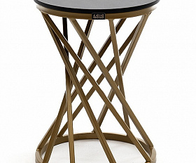 Сантьяго журнальный стол из HPL круглый Ø40 H55, каркас из стали золотой, цвет столешницы серый гранит